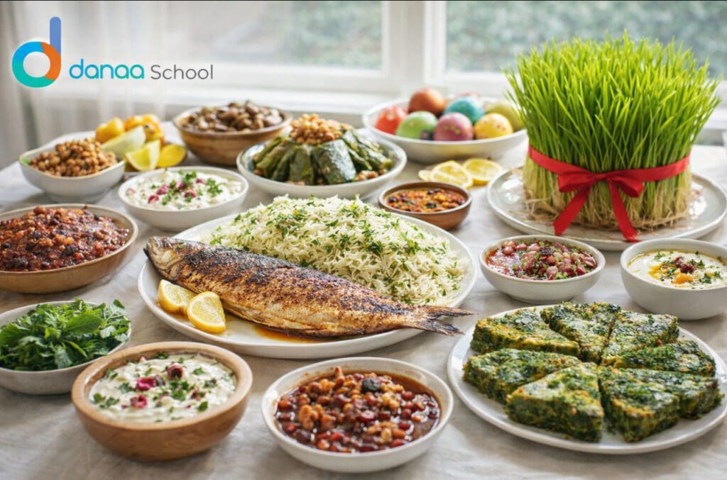 Nowruz food featuring traditional Persian New Year dishes
