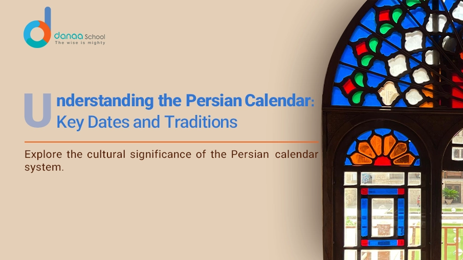 An artistic depiction of the Persian Calendar, showcasing traditional Persian calligraphy and designs.