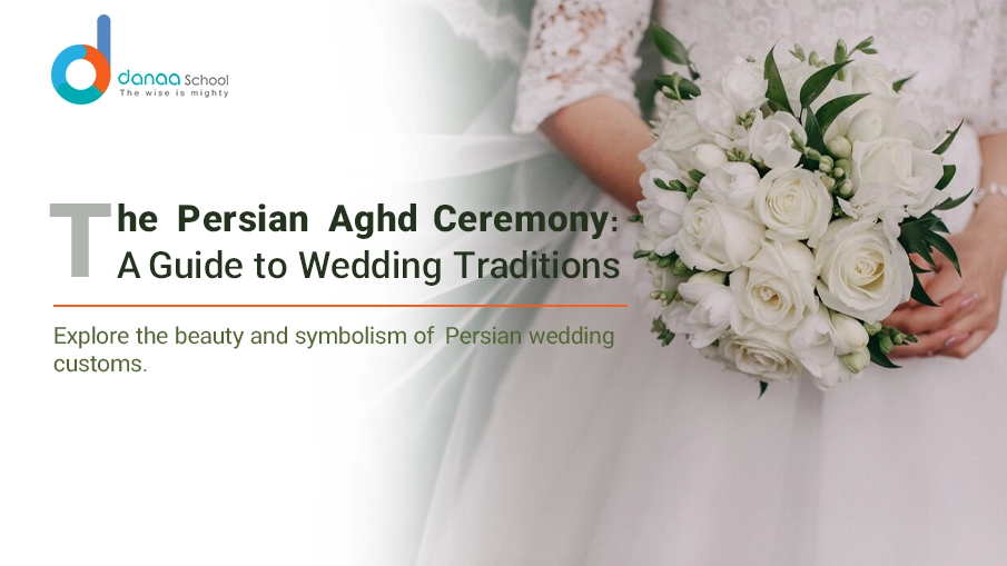 Traditional Persian wedding ceremony with the Sofreh Aghd setup.