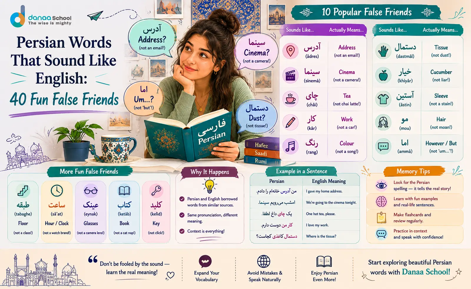 Persian Words That Sound Like English: 40 Fun False Friends.
